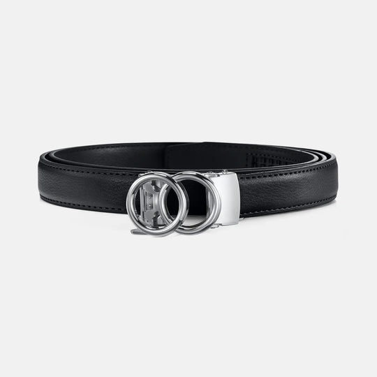 Vitello Belt Thin - SilverBlack